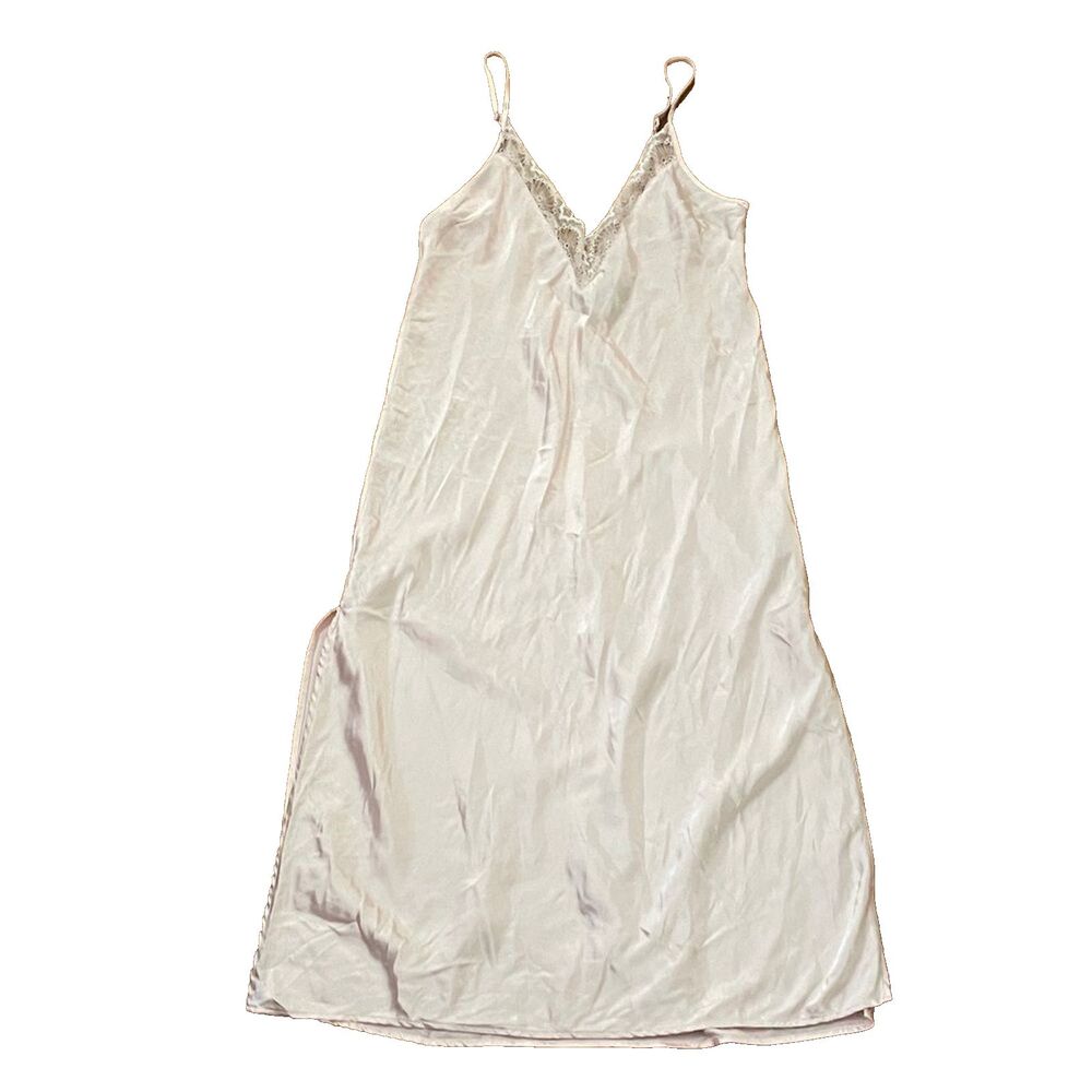 INC International Concepts Pink Satin Nightgown Womens Size Small Lace